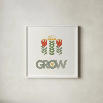 Grow by Mercedes Lopez Charro. Shown in a crisp white glass frame for a clean and minimalist style. Available as an archival giclee rolled canvas, fine art paper, or poster print. SKU 77787a.