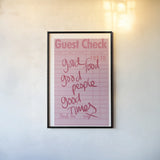 Guest Check I by Mercedes Lopez Charro. shown as a paper print in a black flame. Available as a archival giclee rolled canvas, fine art paper, or poster print. SKU 85656h.
