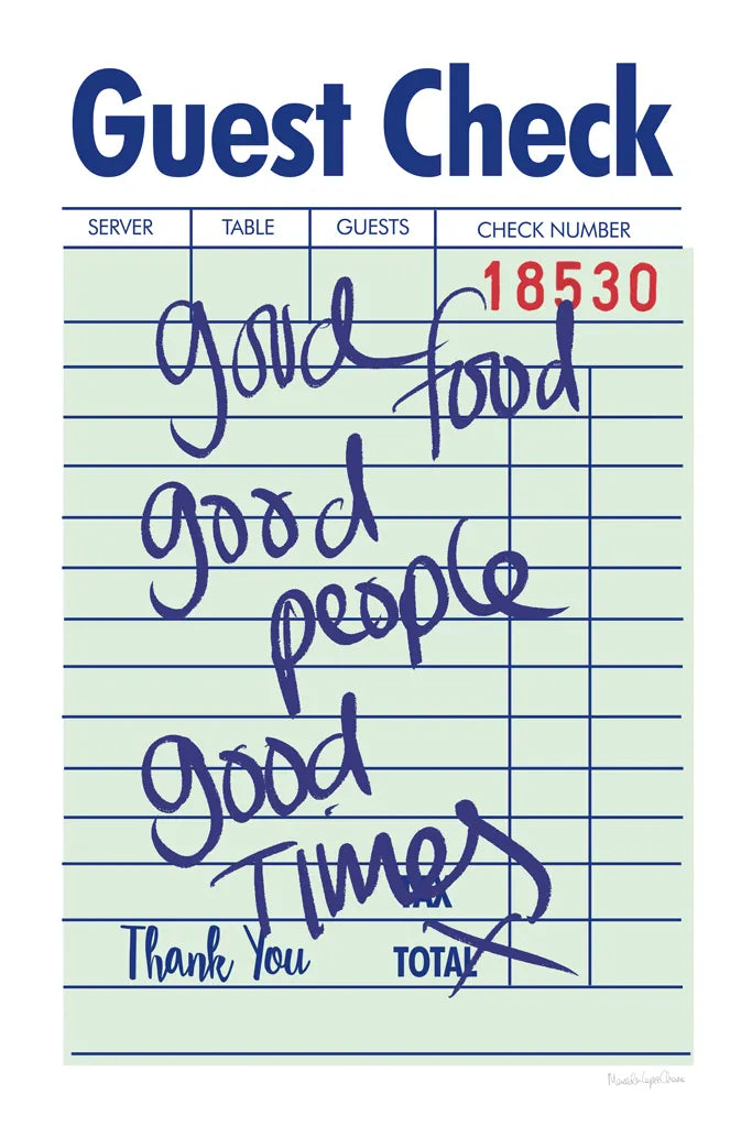 Guest Check I Green by Mercedes Lopez Charro. SKU 86934h. Archival Giclee Fine art print for wall decor.