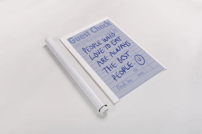 Guest Check II by Mercedes Lopez Charro. shown as a rolled paper print. Available as archival giclee rolled canvas, fine art paper, or poster print. SKU 85657h.