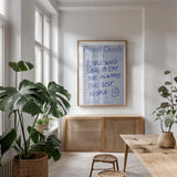 Guest Check II by Mercedes Lopez Charro. shown as a print in a natural wood frame in a dining room. Available as a archival giclee rolled canvas, fine art paper, or poster print. SKU 85657h.
