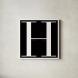 H is for Hooray by Mercedes Lopez Charro. Shown in a crisp white glass frame for a clean and minimalist style. Available as an archival giclee rolled canvas, fine art paper, or poster print. SKU 64141a.