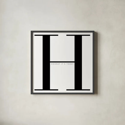 H is for Hooray on White by Mercedes Lopez Charro. Shown in a sleek black glass frame for a contemporary gallery look. Available as an archival giclee rolled canvas, fine art paper, or poster print. SKU 64148a.
