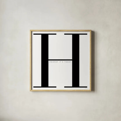 H is for Hooray on White by Mercedes Lopez Charro. Shown in a natural wood glass frame for a timeless modern aesthetic. Available as an archival giclee rolled canvas, fine art paper, or poster print. SKU 64148a.