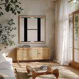 H is for Hooray on White by Mercedes Lopez Charro. Shown in a natural wood frame in a cozy modern living room. Available as an archival giclee rolled canvas, fine art paper, or poster print. SKU 64148a.