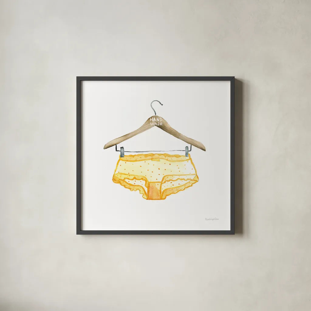 Hand Wash II by Mercedes Lopez Charro. Shown in a sleek black glass frame for a contemporary gallery look. Available as an archival giclee rolled canvas, fine art paper, or poster print. SKU 75481a.
