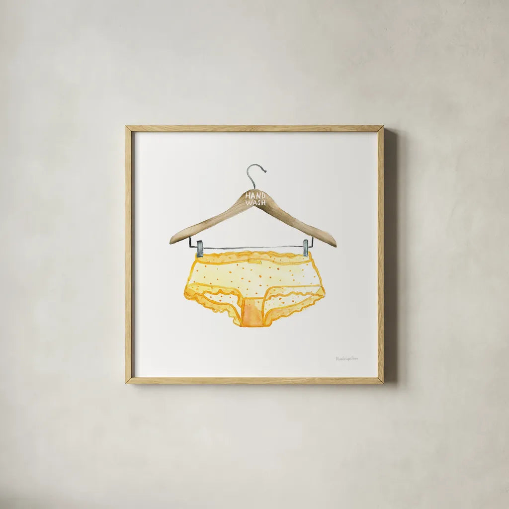 Hand Wash II by Mercedes Lopez Charro. Shown in a natural wood glass frame for a timeless modern aesthetic. Available as an archival giclee rolled canvas, fine art paper, or poster print. SKU 75481a.