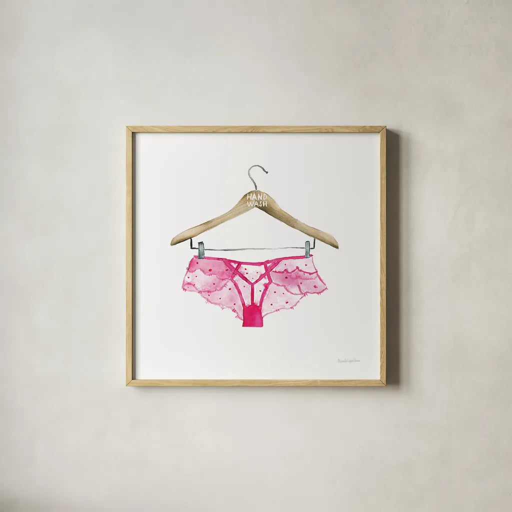 Hand Wash IV by Mercedes Lopez Charro. Shown in a natural wood glass frame for a timeless modern aesthetic. Available as an archival giclee rolled canvas, fine art paper, or poster print. SKU 75483a.