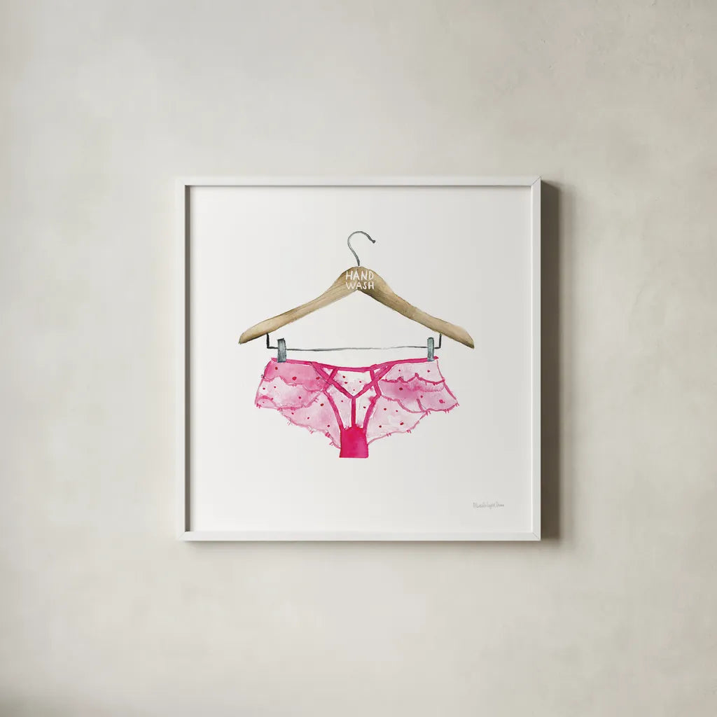 Hand Wash IV by Mercedes Lopez Charro. Shown in a crisp white glass frame for a clean and minimalist style. Available as an archival giclee rolled canvas, fine art paper, or poster print. SKU 75483a.