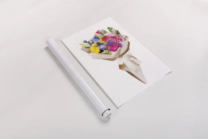 Happy Flowers by Mercedes Lopez Charro. shown as a rolled paper print. Available as archival giclee rolled canvas, fine art paper, or poster print. SKU 72145h.