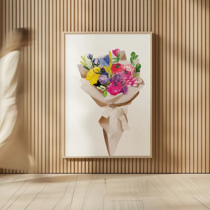 Happy Flowers by Mercedes Lopez Charro. shown as over sized large wall art. Available as an archival giclee rolled canvas, fine art paper, or poster print. SKU 72145h.