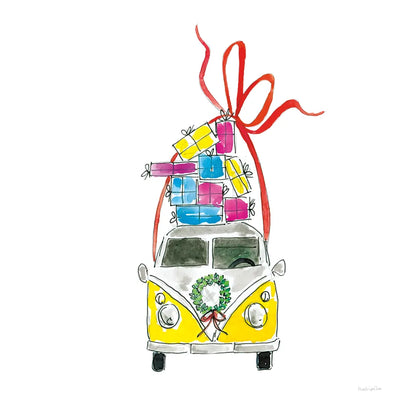 Holiday Camper Van by Mercedes Lopez Charro. SKU 67977a. Archival Giclee Fine art print for wall decor.