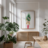 Holiday Mood I by Mercedes Lopez Charro. shown as a print in a natural wood frame in a dining room. Available as a archival giclee rolled canvas, fine art paper, or poster print. SKU 71533h.