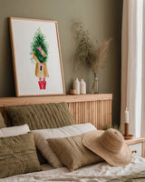 Holiday Mood I by Mercedes Lopez Charro. shown as a paper print in a natural frame. Available as a archival giclee rolled canvas, fine art paper, or poster print. SKU 71533h.