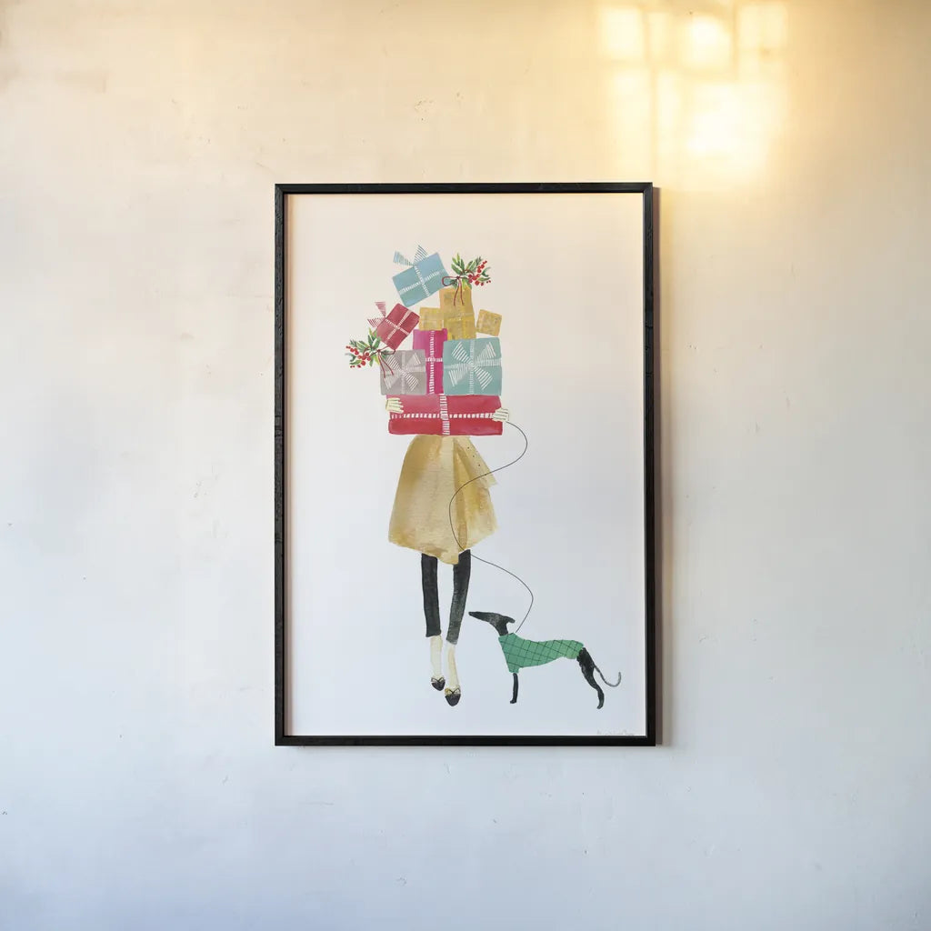 Holiday Mood II by Mercedes Lopez Charro. shown as a paper print in a black flame. Available as a archival giclee rolled canvas, fine art paper, or poster print. SKU 71534h.