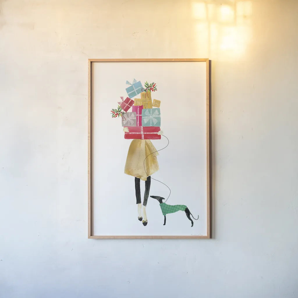 Holiday Mood II by Mercedes Lopez Charro. shown as a paper print in a natural frame. Available as a archival giclee rolled canvas, fine art paper, or poster print. SKU 71534h.