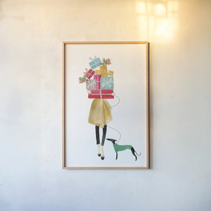 Holiday Mood II by Mercedes Lopez Charro. shown as a paper print in a natural frame. Available as a archival giclee rolled canvas, fine art paper, or poster print. SKU 71534h.