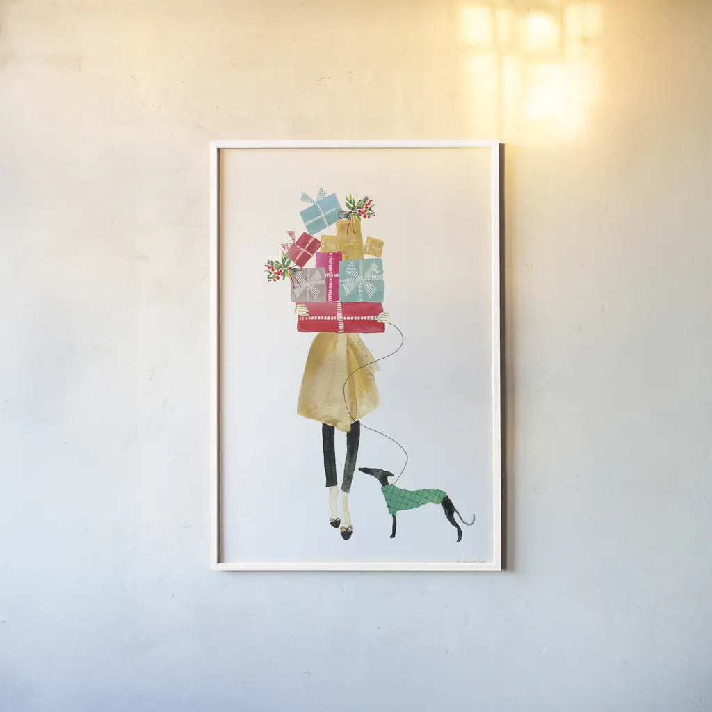 Holiday Mood II by Mercedes Lopez Charro. shown as a paper print in a white frame. Available as a archival giclee rolled canvas, fine art paper, or poster print. SKU 71534h.