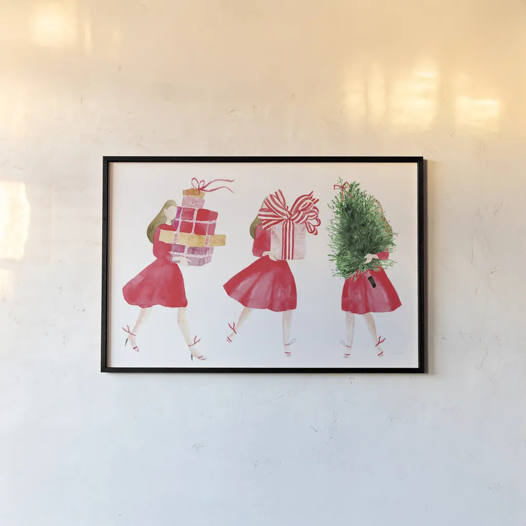 Holiday Prepping I by Mercedes Lopez Charro. shown as a paper print in a black flame. Available as a archival giclee rolled canvas, fine art paper, or poster print. SKU 94619i.