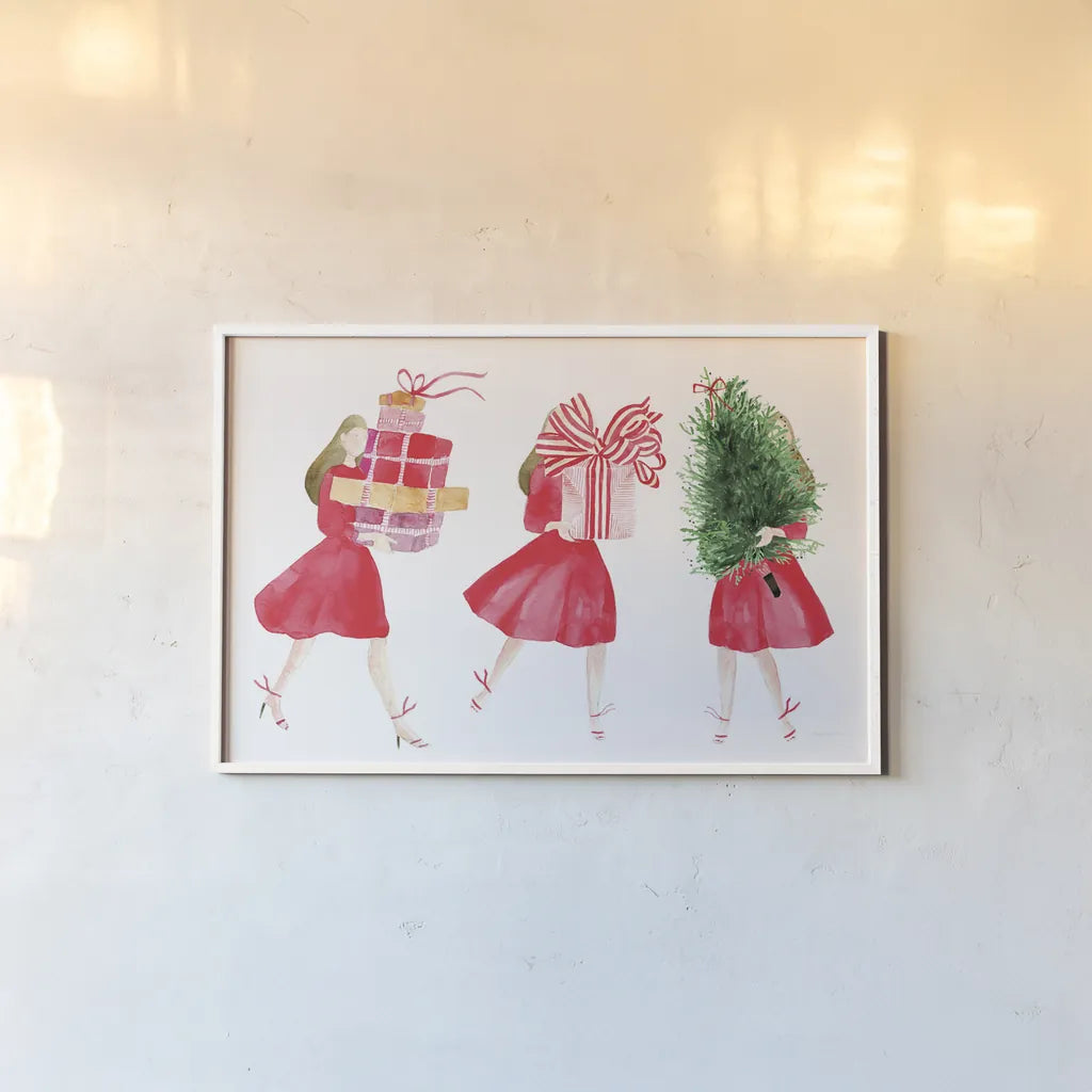 Holiday Prepping I by Mercedes Lopez Charro. shown as a paper print in a white frame. Available as a archival giclee rolled canvas, fine art paper, or poster print. SKU 94619i.