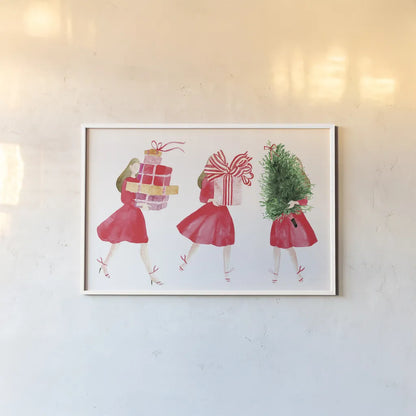 Holiday Prepping I by Mercedes Lopez Charro. shown as a paper print in a white frame. Available as a archival giclee rolled canvas, fine art paper, or poster print. SKU 94619i.