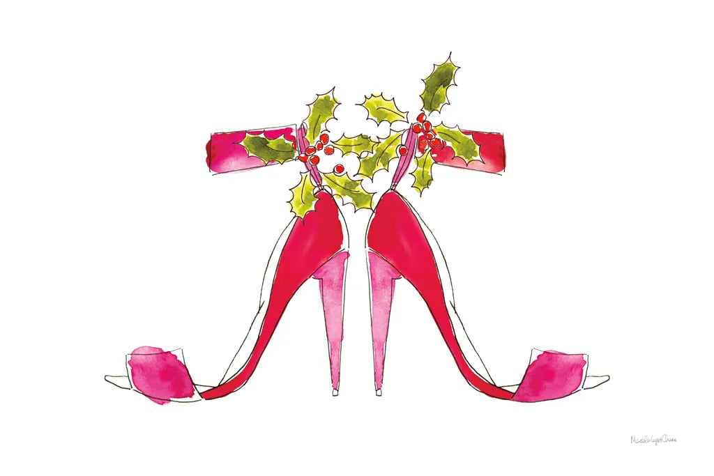 Holiday Stiletto Pair by Mercedes Lopez Charro. SKU 67982i. Archival Giclee Fine art print for wall decor.