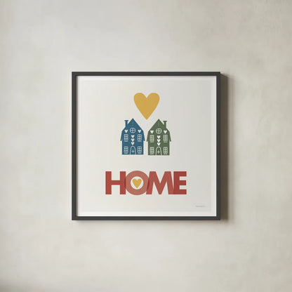 Home by Mercedes Lopez Charro. Shown in a sleek black glass frame for a contemporary gallery look. Available as an archival giclee rolled canvas, fine art paper, or poster print. SKU 77786a.