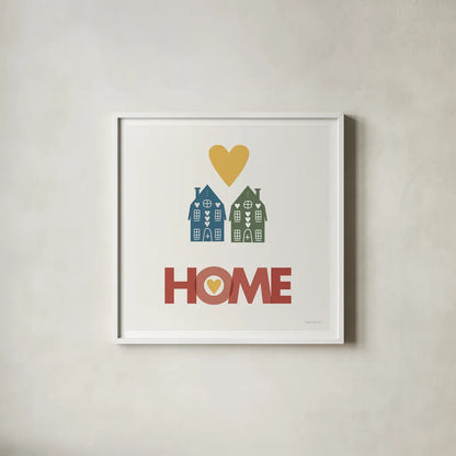 Home by Mercedes Lopez Charro. Shown in a crisp white glass frame for a clean and minimalist style. Available as an archival giclee rolled canvas, fine art paper, or poster print. SKU 77786a.