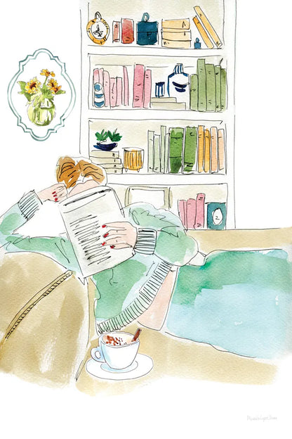 Home Library I by Mercedes Lopez Charro. SKU 98646h. Archival Giclee Fine art print for wall decor.