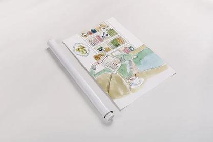 Home Library I by Mercedes Lopez Charro. shown as a rolled paper print. Available as archival giclee rolled canvas, fine art paper, or poster print. SKU 98646h.