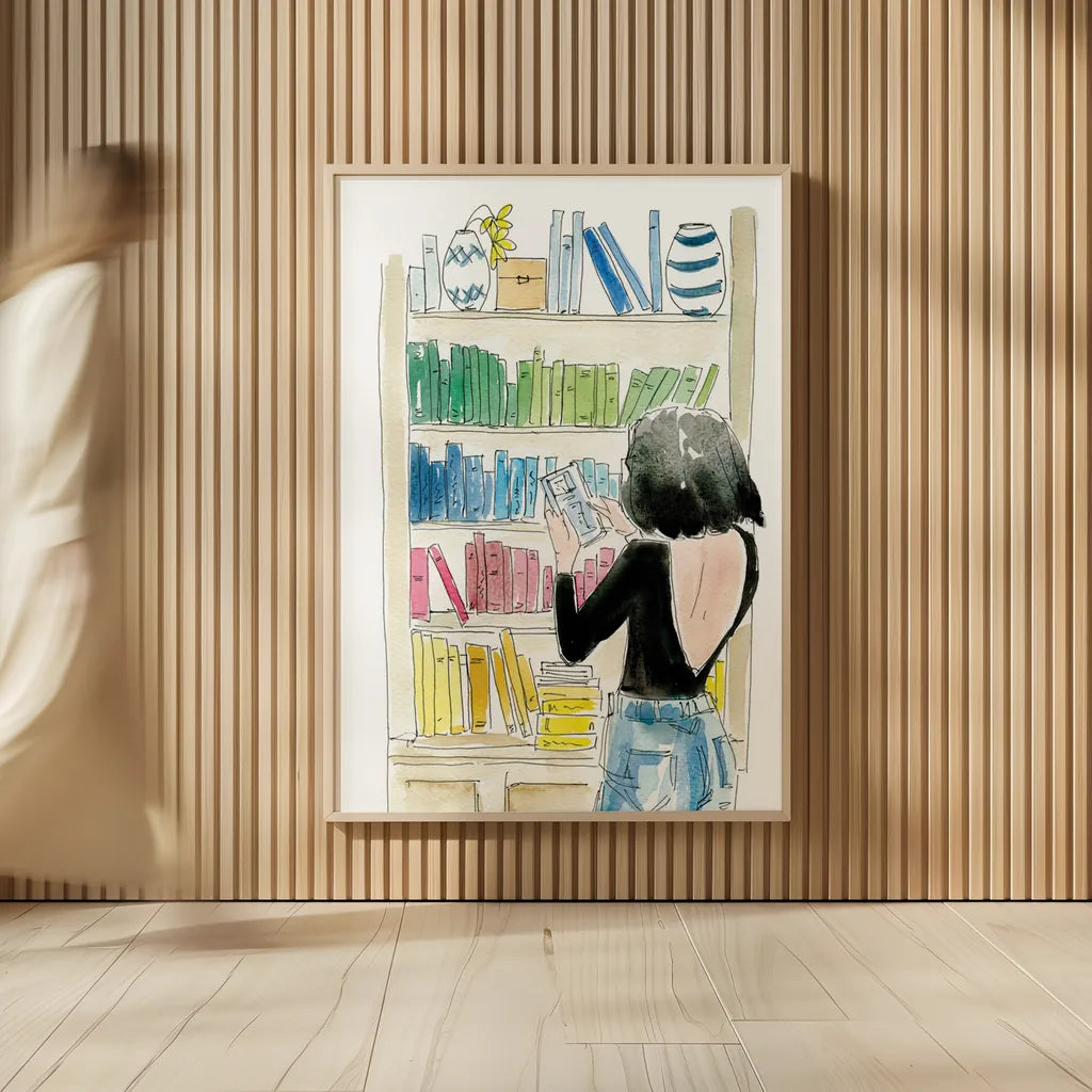 Home Library II by Mercedes Lopez Charro. shown as over sized large wall art. Available as an archival giclee rolled canvas, fine art paper, or poster print. SKU 98647h.