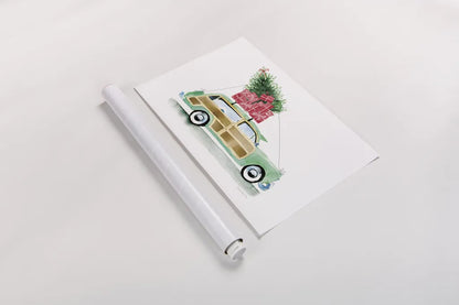 Home for Christmas by Mercedes Lopez Charro. shown as a rolled paper print. Available as archival giclee rolled canvas, fine art paper, or poster print. SKU 89233i.