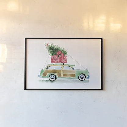 Home for Christmas by Mercedes Lopez Charro. shown as a paper print in a black flame. Available as a archival giclee rolled canvas, fine art paper, or poster print. SKU 89233i.