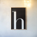 Hooray for H by Mercedes Lopez Charro. shown as a paper print in a natural frame. Available as a archival giclee rolled canvas, fine art paper, or poster print. SKU 64142h.