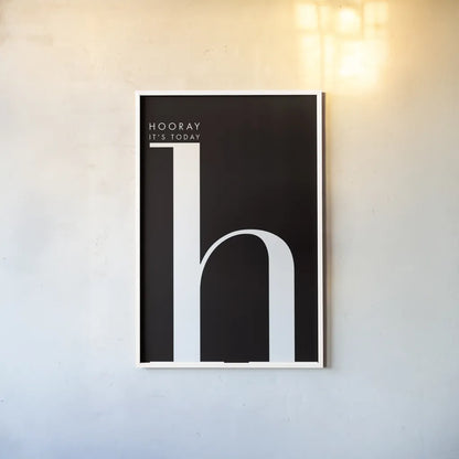 Hooray for H by Mercedes Lopez Charro. shown as a paper print in a white frame. Available as a archival giclee rolled canvas, fine art paper, or poster print. SKU 64142h.