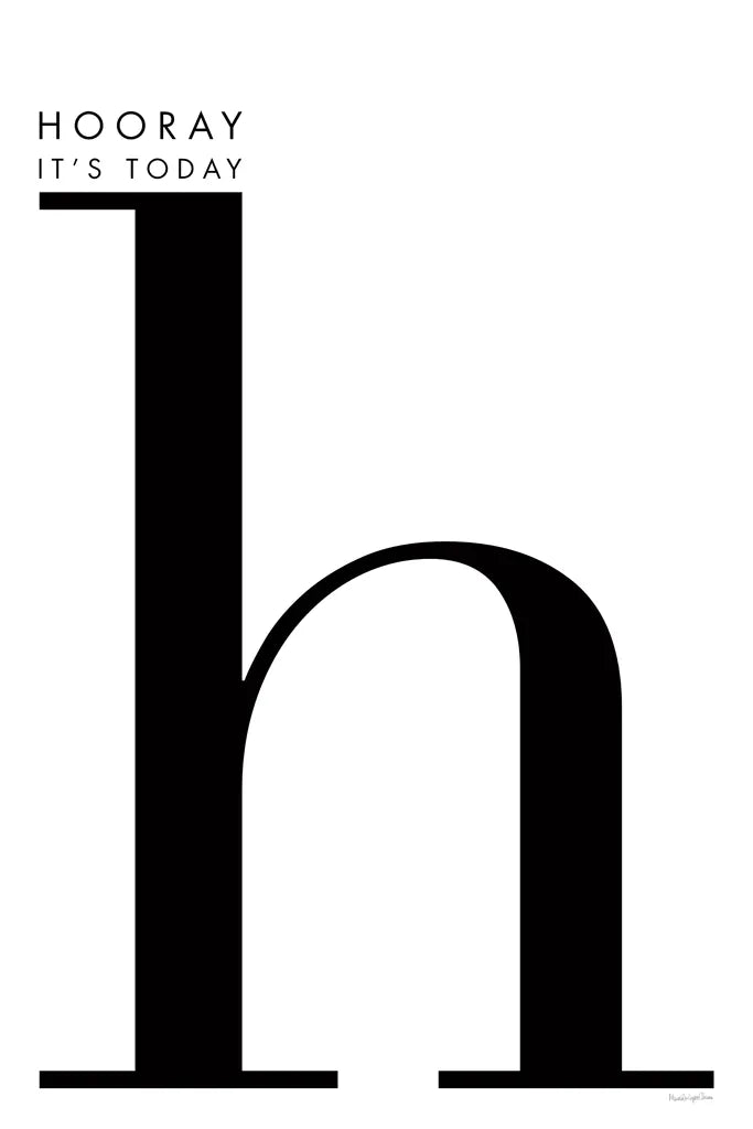 Hooray for H on White by Mercedes Lopez Charro. SKU 64149h. Archival Giclee Fine art print for wall decor.