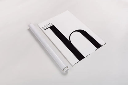 Hooray for H on White by Mercedes Lopez Charro. shown as a rolled paper print. Available as archival giclee rolled canvas, fine art paper, or poster print. SKU 64149h.