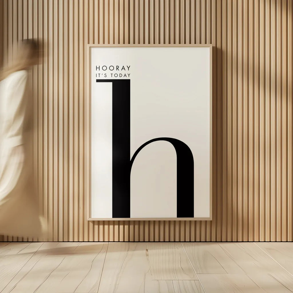 Hooray for H on White by Mercedes Lopez Charro. shown as over sized large wall art. Available as an archival giclee rolled canvas, fine art paper, or poster print. SKU 64149h.