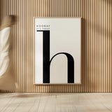 Hooray for H on White by Mercedes Lopez Charro. shown as over sized large wall art. Available as an archival giclee rolled canvas, fine art paper, or poster print. SKU 64149h.