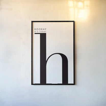 Hooray for H on White by Mercedes Lopez Charro. shown as a paper print in a black flame. Available as a archival giclee rolled canvas, fine art paper, or poster print. SKU 64149h.