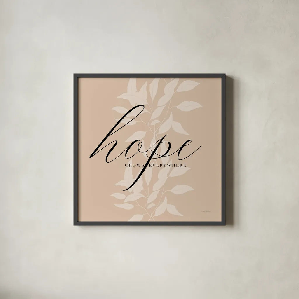 Hope by Mercedes Lopez Charro. Shown in a sleek black glass frame for a contemporary gallery look. Available as an archival giclee rolled canvas, fine art paper, or poster print. SKU 68303a.