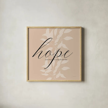 Hope by Mercedes Lopez Charro. Shown in a natural wood glass frame for a timeless modern aesthetic. Available as an archival giclee rolled canvas, fine art paper, or poster print. SKU 68303a.