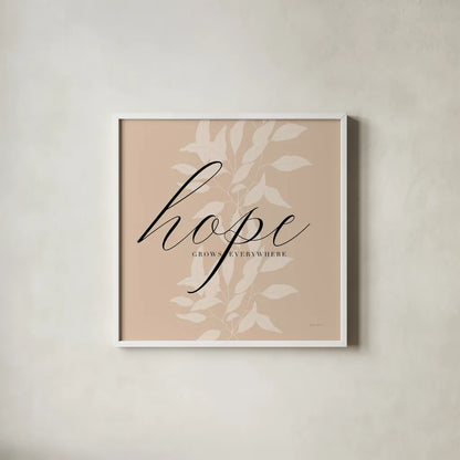 Hope by Mercedes Lopez Charro. Shown in a crisp white glass frame for a clean and minimalist style. Available as an archival giclee rolled canvas, fine art paper, or poster print. SKU 68303a.