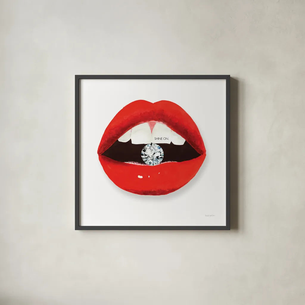 Hot Lips II by Mercedes Lopez Charro. Shown in a sleek black glass frame for a contemporary gallery look. Available as an archival giclee rolled canvas, fine art paper, or poster print. SKU 65695a.