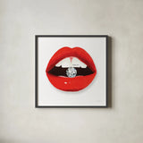 Hot Lips II by Mercedes Lopez Charro. Shown in a sleek black glass frame for a contemporary gallery look. Available as an archival giclee rolled canvas, fine art paper, or poster print. SKU 65695a.