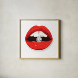 Hot Lips II by Mercedes Lopez Charro. Shown in a natural wood glass frame for a timeless modern aesthetic. Available as an archival giclee rolled canvas, fine art paper, or poster print. SKU 65695a.