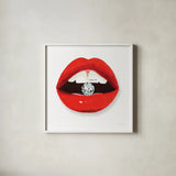 Hot Lips II by Mercedes Lopez Charro. Shown in a crisp white glass frame for a clean and minimalist style. Available as an archival giclee rolled canvas, fine art paper, or poster print. SKU 65695a.