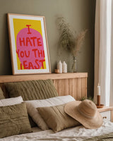 I Hate You The Least by Mercedes Lopez Charro. shown as a paper print in a natural frame. Available as a archival giclee rolled canvas, fine art paper, or poster print. SKU 96973h.