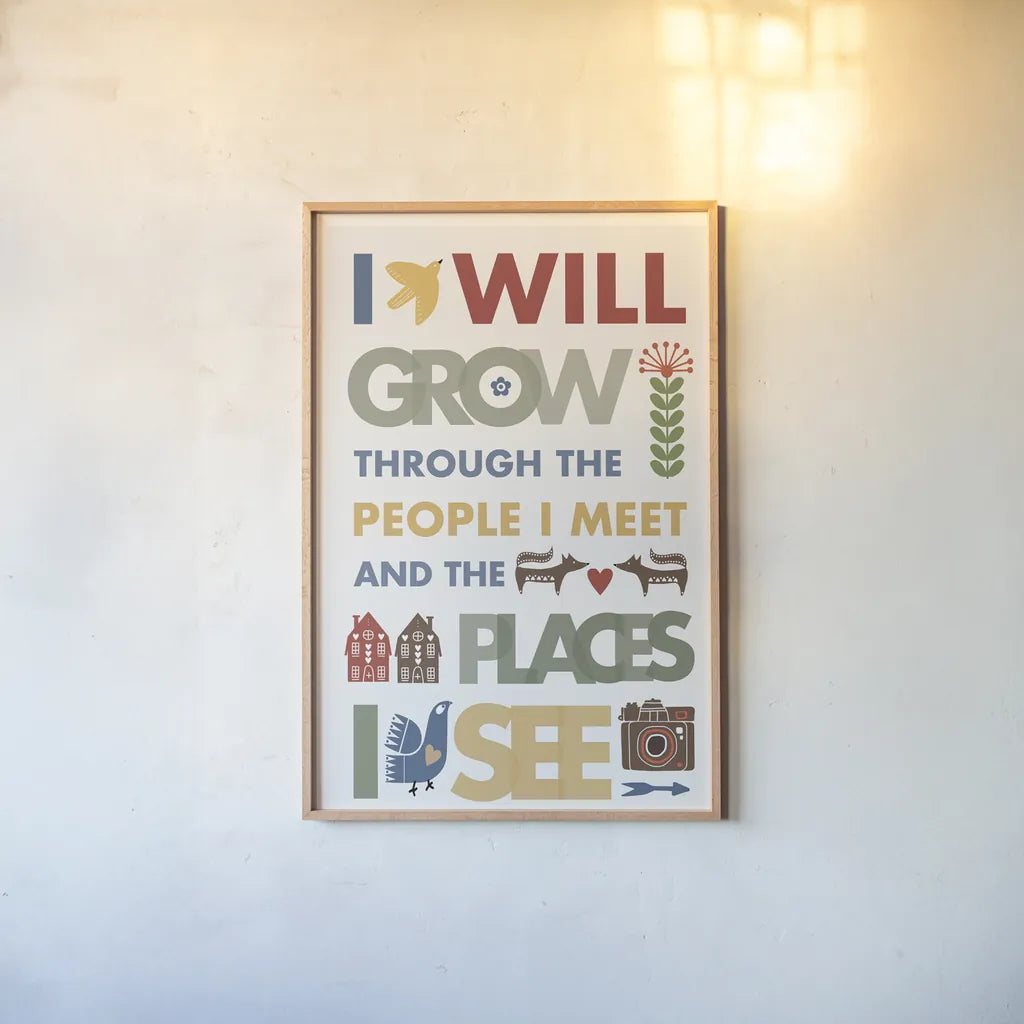 I Will Grow by Mercedes Lopez Charro. shown as a paper print in a natural frame. Available as a archival giclee rolled canvas, fine art paper, or poster print. SKU 77124h.