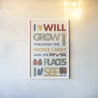 I Will Grow by Mercedes Lopez Charro. shown as a paper print in a white frame. Available as a archival giclee rolled canvas, fine art paper, or poster print. SKU 77124h.